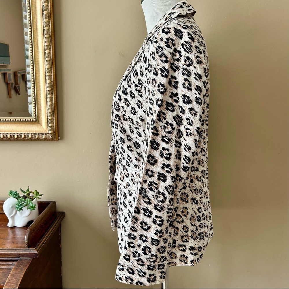 Joie Anilah Leopard Print Blazer One Button Linen… - image 4